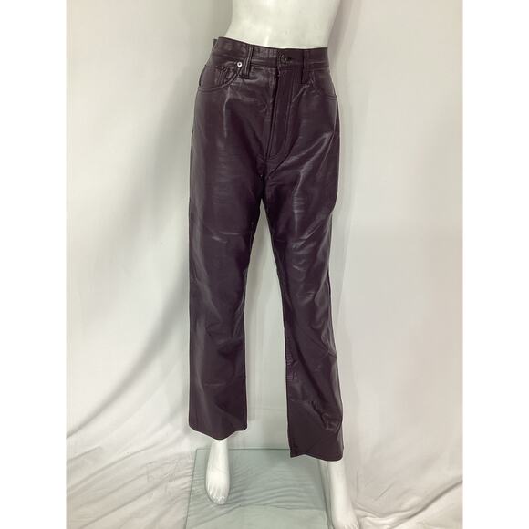 Agolde Recycled Leather '90's' Pinch Waist Black Pants Size 29 - Picture 2 of 4